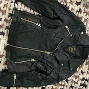 Massimo Leather Black Leather Biker Motorcycle Jacket Vera Pele, Made in Italy